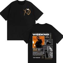 The Weeknd cotton men's shirt oversized After Hours album graphics summer Women's Y2k O-neck rock Streetwear Tshirt S black