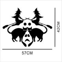 Halloween Witches Personality Creative Carved Wall Sticker Window Glass Door Decoration Sticker juoda