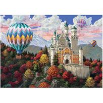 Deimantų tapyba karšto oro balionu Pilies peizažas Siuvinėjimas Siuvinėjimas kryželiu Rankdarbiai Kalnų krištolas 20X30CM gray