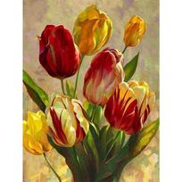 Deimantinis paveikslas Raudonos tulpės gėlės kryžminio dygsnio paveikslai Kalnų krištolas Deimantinis siuvinėjimas Gėlė 20X30CM