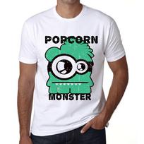 Men’s Vintage Tee Shirt Graphic T Shirt Popcorn Monster White XS balta