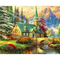 5D „pasidaryk pats“ deimantinis paveikslas kalnų namas, siuvinėjimas kryželiu Kalnų krištolinio akmens mozaikos namų dekoras 20X30CM gray