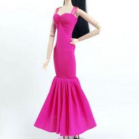 Hot Pink Fashion Doll Dress For Barbie Doll Clothes Outfits Vest Top Mermaid Fishtail Party Gown 1/6 Doll Accessories rožinė
