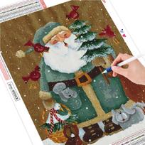 Full Square Round Diamond Painting Christmas Santa Claus Diamond Embroidery Sale Snow Animals Handmade Gift Full Round (20X30CM) gray