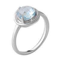 Sidabrinis žiedas su natūraliu topazu 2,11 ct (2049340) 17.5 šviesiai dangaus mėlyna spalva