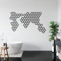 Honeycombs Geometric World Map Decor, Metal World Map Wall Art, Metal Wall Decor, Interior Decoration, Wall Hanging, Home Living Room Decor 39"W x 24"H / 100x61cm juoda