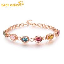SACE GEMS cirkonio apyrankės papuošalai geometriniai karoliukai grandinės jungtis apyrankės Mados puiki vestuvių dovana merginai moterims 18K rožinio aukso įvairiaspalvis