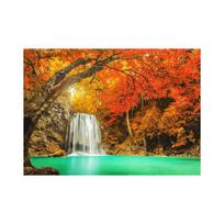 WCIC naujas žalias vandens krioklys tarp raudonų lapų kalnuose Meno audinys Namo fonas Sienų apdaila Paveikslas Kabantis Paveikslas 21cm*30cm