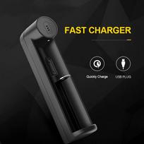 18650 Battery Charger Smart Charging 1 Slot USB 26650 18350 22650 21700 26700 26500 Li-ion Rechargeable Battery Chargers Including charging cable juoda