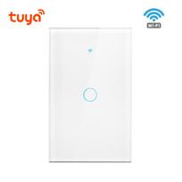 Tuya Smart Life prabangus stiklo skydelio išmanusis jungiklis AC90V-260V jutiklinis jungiklis Reikia neutralios linijos balso valdymo šviesos belaidžio sieninio jungiklio 1-Gang balta