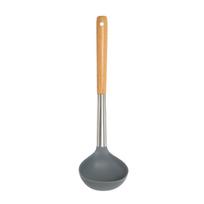 Silikoninis virtuvės reikmenų rinkinys su nerūdijančio plieno medine rankena Neprilimpančiu kiaurasamčiu Mentele Sriubos šaukštas Virimo virtuvės reikmenų rinkinys Soup Ladle-1pc