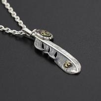 S925 Sterling Silver Jewelry Vintage Thai Silver Personality Handmade Eagle Feather Pendant