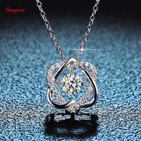 Smyoue 0.5ct GRA Cirkonio Karoliai Moterims Žėrintis Simuliuotas Deimantinis Pakabukas Plakanti Širdis S925 Sidabras Prabangus Juvelyrikos Dovana sidabras