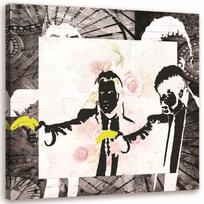 Canvas print, Banksy gangster monkeys with bananas 30x30 pilka spalva