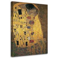 Canvas print, Kiss - G. Klimt reproduction 40x60 geltona