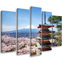 Five piece picture canvas print Japan Mount Fuji 100x70 mėlyna
