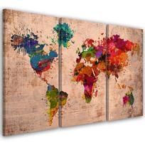 Three piece picture canvas print Coloured World Map 60x40 įvairiaspalvis