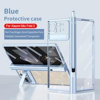 With Touch Pen Slot Hinge Capa For Xiaomi Mix Fold 2 Fold2 5g Case Plating Transparent Clear Front Screen Glass Kickstand Cover ForXiaomi Mix Fold 2