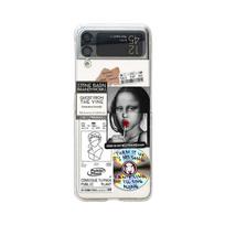For Samsung Galaxy Z Flip 4 3 Case Labels Painted Transparent Shockproof Pc Hard Back Cover For Samsung Z Flip3 Case Accessories For Samsung Z Flip 4