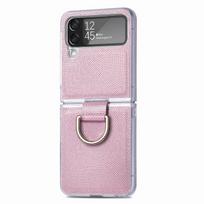 For Samsung Galaxy Z Flip 4 5g Glitter Anti -Fingerprint Carbon Fiber Fitted Case With Ring For Girls Women Slim Anti -Drop Cover For Galaxy Z Flip 4 rožinė