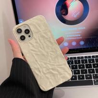 Alavo popieriaus 3D raukšlėtos odos telefono dėklas iPhone 14 12 11 13 Pro Max Mini X Xs Xr 7 8 Plus plonas minkštas silikoninis dangtelis For iPhone 14 Plus gray