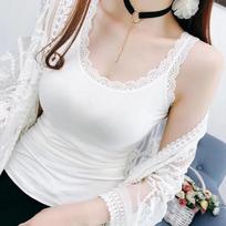 Saldi nėriniuota camisole moterims, pavasario ir vasaros plonas modelis, be rankovių, baltas petnešėlių pagrindinis marškinėlis XXXL balta