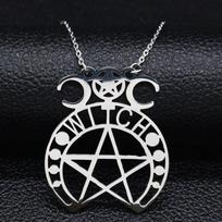 Žvaigždė Saulė Mėnulis Magic Amulet Pakabukas Karoliai Ragana Pentagram Karoliai Šventinės Dovanos Papuošalai Dovanos sidabras