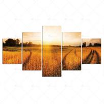 Modular Hd Prints Picture Home Decoration Golden Sunny Wheat Field Paintings 5 Set Canvas Poster Wall Art For Living Room Frame 20x35cm*2  20x45cm*2  20x55cm*1