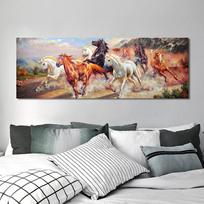 Tradiciniai kinų bėgantys arkliai Aliejinė tapyba ant drobės Plakatai ir spaudiniai Sienos meno paveikslai svetainei Namų dekoravimui 20*40cm gray