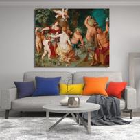 Garsus sienų meno aliejinis paveikslas Angelas ir bakchanalijos vakarienė Klasikinis paveikslas ant drobės Spaudinys Plakatas svetainei Namų dekoras 21*30cm