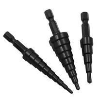 3 vnt / rinkinys HSS azotinimo juodo žingsnio grąžtai 4-12 mm 4-20 mm titanu dengti mediniai metaliniai skylių įrankių rinkinys juoda