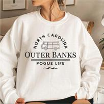 Outer Banks Šiaurės Karolinos megztiniai Pogue Life Hoodies Outer Banks Paradise on Earth Hoodie OBX Crewneck megztiniai Moterų viršus S balta