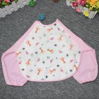 Cartoon Baby Bibs Apron Waterproof Girls Boy Feeding Burp Cloths with Long Sleeves Newborn Kids Saliva Towel L