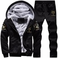 Autumn And Winter Casual Sweater Set Men's Plush Thickened Hooded Sportswear Two Piece Set 4XL juoda