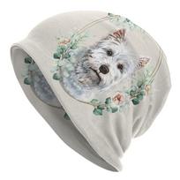 West Highland White Terrier Dog Skullies Beanies Caps Unisex Streetwear Winter Warm Knitted Hat Westie Pet Lover Bonnet Hats One Size gray
