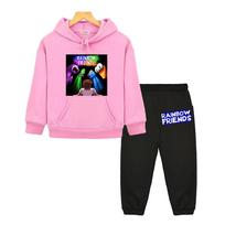 Rainbow Friends kids boutique clothes Anime hoodie Autumn Fleece sweatshirt y2k Casual pullover Jacket Hooded sets for boys girl 130 rožinė