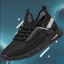 Summer New Mesh Shoes Cave Shoes Breathable Mesh Cloth Sports Casual Men's Shoes Fashion Trend Men's Shoes 39 juoda