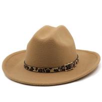 New Vintage Western wide brim Cowboy Hat For Men Wide Brim Cowboy Jazz Cap With Leather Belt Sombrero Cap Women fedora hat 56-58CM beige
