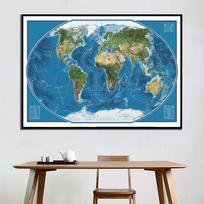 2011 Edition The World Satellite Map Simple World Decor Map For Living Room Bedroom Wall Decor Canvas Painting 59*42cm