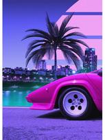 Multiple Pieces Synthwave Countach Retrowave Car Posters Canvas Painting Wall Picture For Living Room Home Decoration 21x30cm No Frame blue