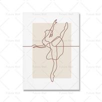 Pink Ballet Dance Girl Children's Oil Painting Cartoon Kindergarten Poster Nordic Girl Decoration 21cm×30cm NoFrame