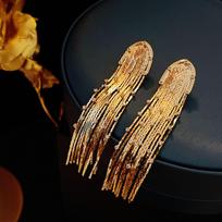 European and American Style 18K Gold High-end 925 Silver Needle Stylish Tassel Earrings Temperament and Personality Earrings
