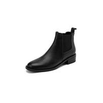 Krazing Pot Cow Leather Winter Round Toe Med Heels Chelsea Boots Women Slip on Big Size 42 British School Ankle Boots 34 juoda