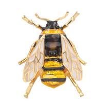 New Unisex Colorful Insect Brooches Cute Bee Brooch Pin Gold Color Enamel Jewelry Fashion Dress Accessories High Qulity beige