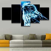 Sienų piešinys drobės tapyba 5 vienetai Animal Eagle arba Miegamojo plakatai Karkasai Namai Šiuolaikinės svetainės apdaila Modulinės nuotraukos be rėmelio 20x35cm*2  20x45cm*2  20x55cm*1 blue