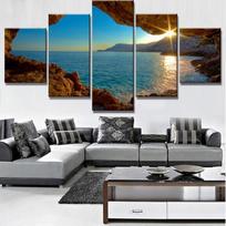 Unikali dovana Sieninė tapyba 5 dalių HD spaudinys Vandens urvo kraštovaizdis Drobės sienos menas Namų dekoras Svetainės dekoracija Be rėmo 20x35cm*2  20x45cm*2  20x55cm*1 gray