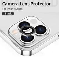 1vnt Bling Diamond fotoaparato objektyvo apsauga, skirta iPhone 11 12 13 14 15 16 Pro Max Diamonds metalinio žiedo fotoaparato objektyvo grūdinto stiklo apsauga 11/11 Pro/11 Pro Max/12/12 Pro white