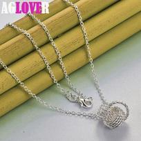 925 Sterling Silver Tennis Pendant Necklace Jewelry 45cm