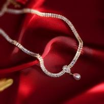 High Grade, Light Luxury, Retro, Heavy Work Necklace, Baroque Water Drop, Pearl, Collarbone Chain, Niche, Cold and Stylish Woman 36CM