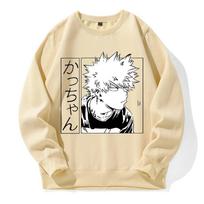 My Hero Academia Katsuki Bakugo Printing Unisex Hoodies Breathable Loose Hoodie Graphic Funny Pullover Sports Street Sweatshirts L beige